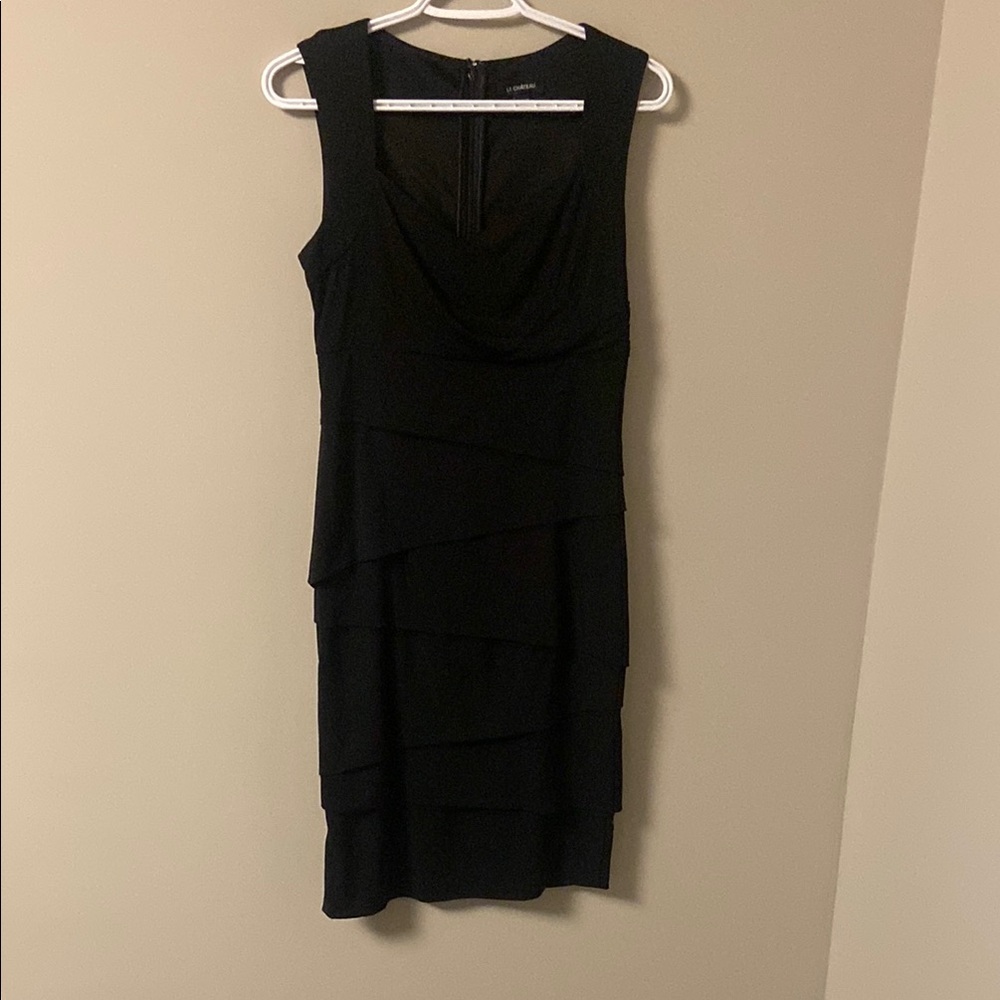 Le Chateau Black Cowl Neck Sheath Mini Dress